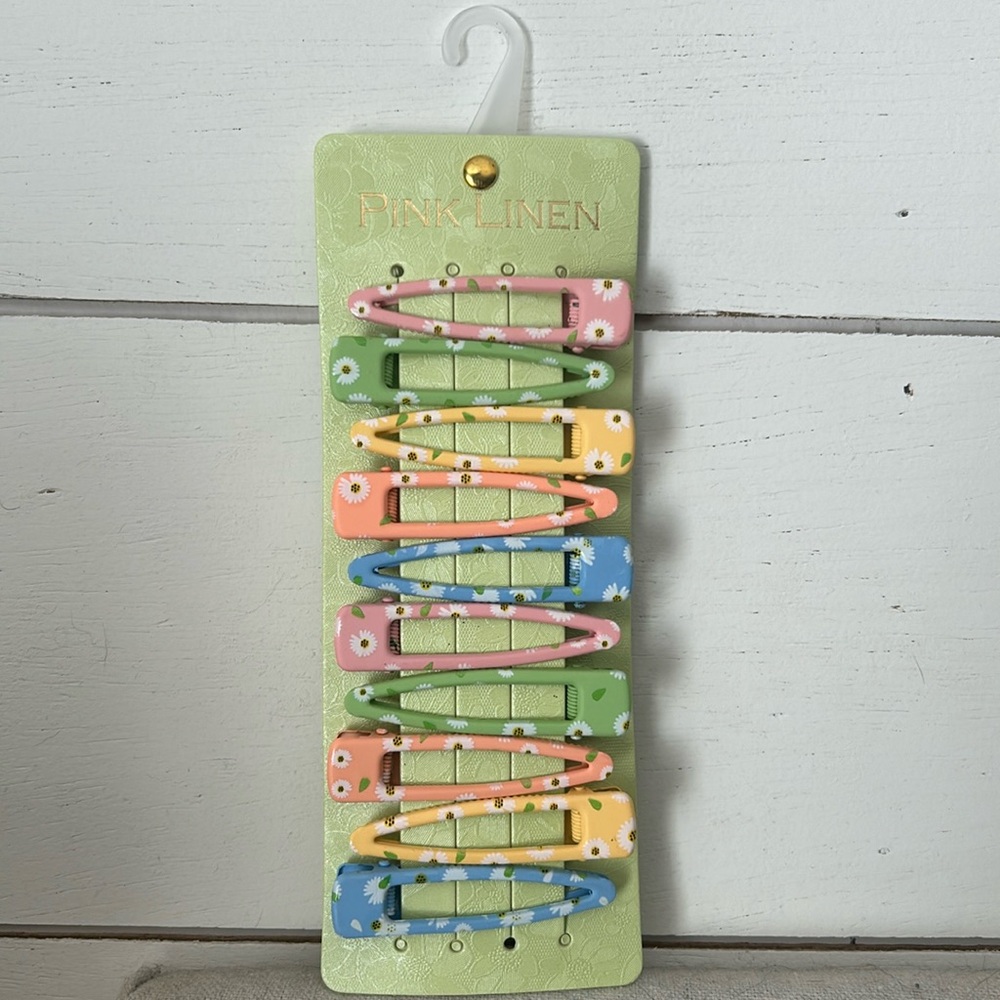 Pink Linen Hair Clips